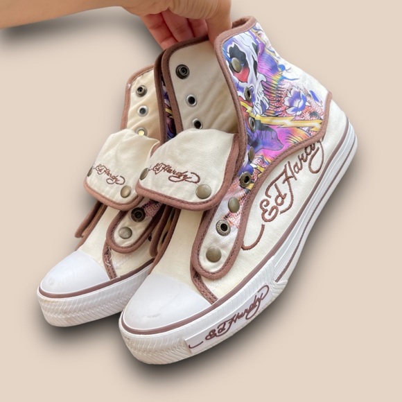 Y2K Ed Hardy Hi Low Sneakers Removable High Top - Picture 1 of 6